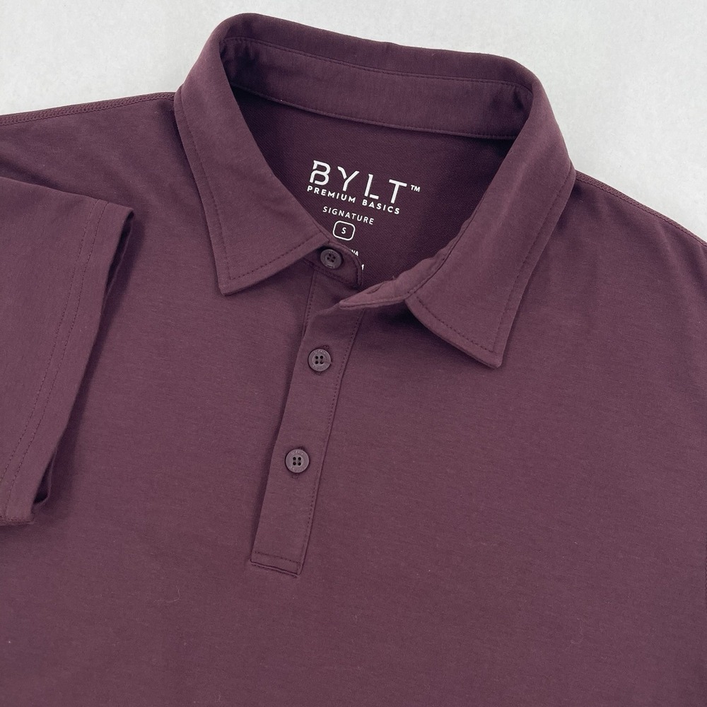 BYLT Premium Basics Signature Polo Shirt Mens Small Maroon Stretch Preppy Golf